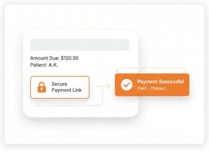 Payment screen showing a patient balance collected over the phone